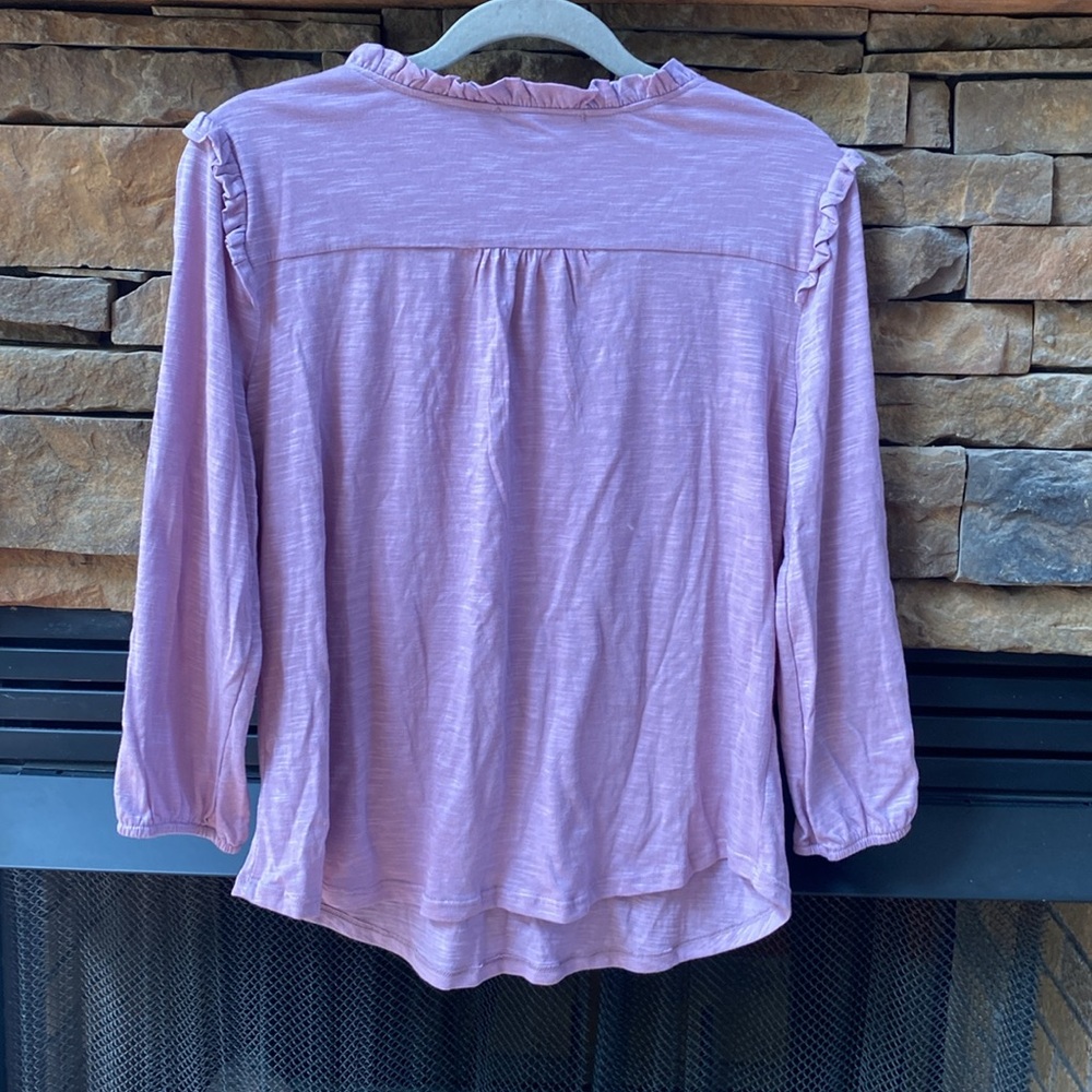 Beacon Apparel Stitch Fix Medium cotton modal smocked ruffle v-neck top - Picture 5 of 5